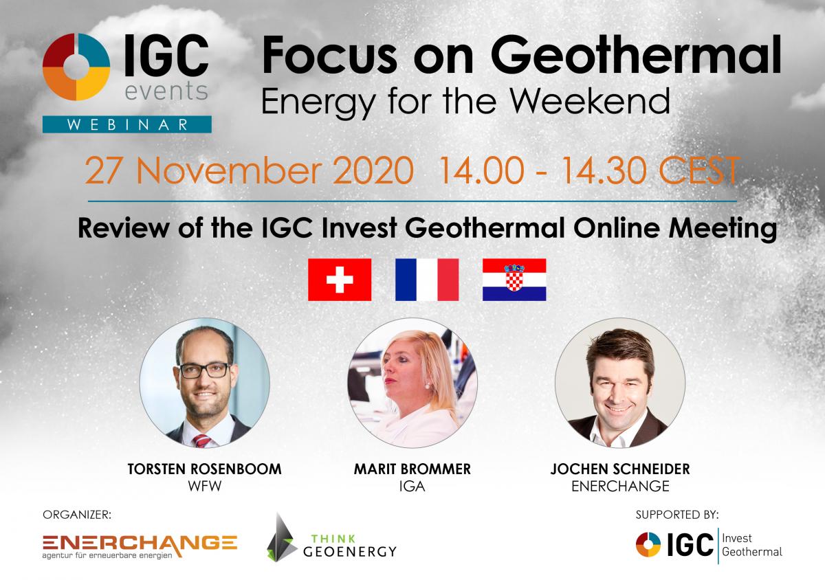 Join For A Review Of Igc Invest Geothermal Online Meeting 27 Nov Think Geoenergy Geothermal Energy News