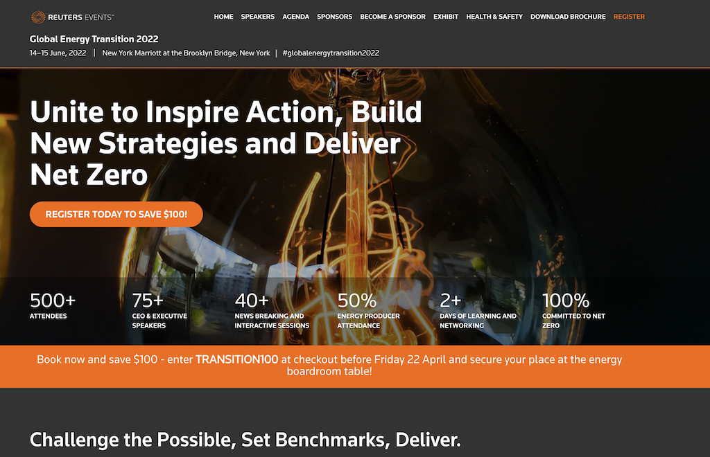 Inspiring action on net zero – Reuters Global Energy Transition 2022, June 14-15, 2022