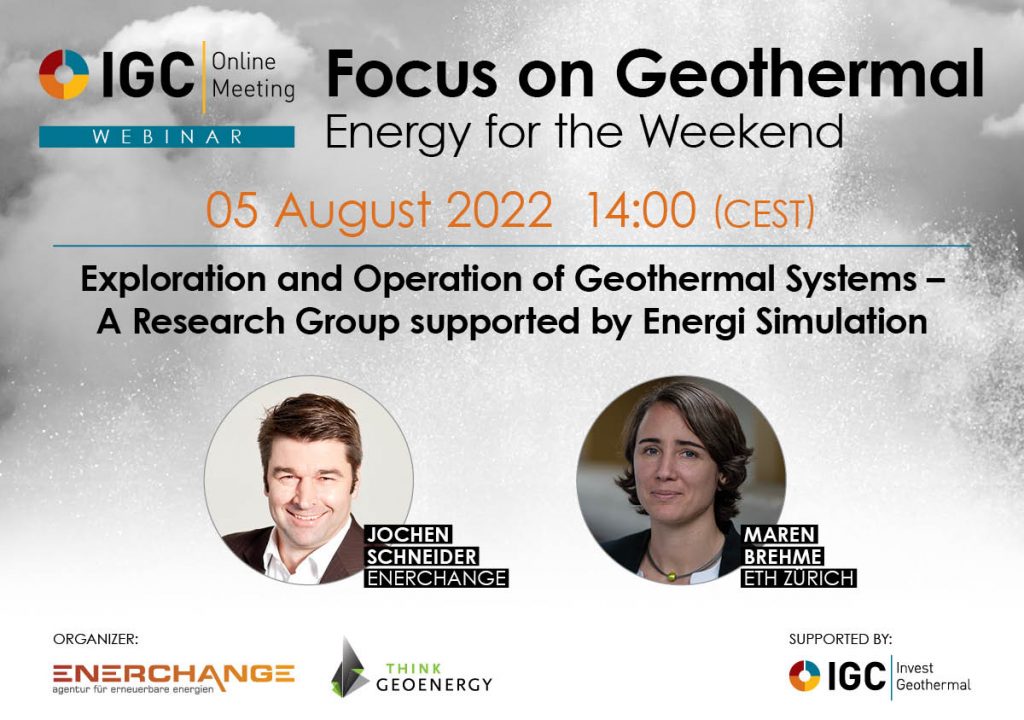 Webinar – Exploration and Operation of Geothermal Systems – A Research Group supported by Energi Simulation, Aug 5, 2022