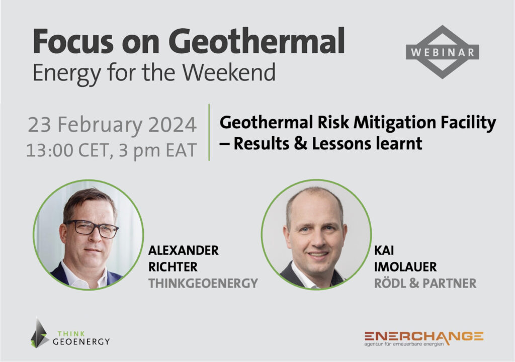 Webinar – Results & lessons from the Geothermal Risk Mitigation Facility, 23 February 2024
