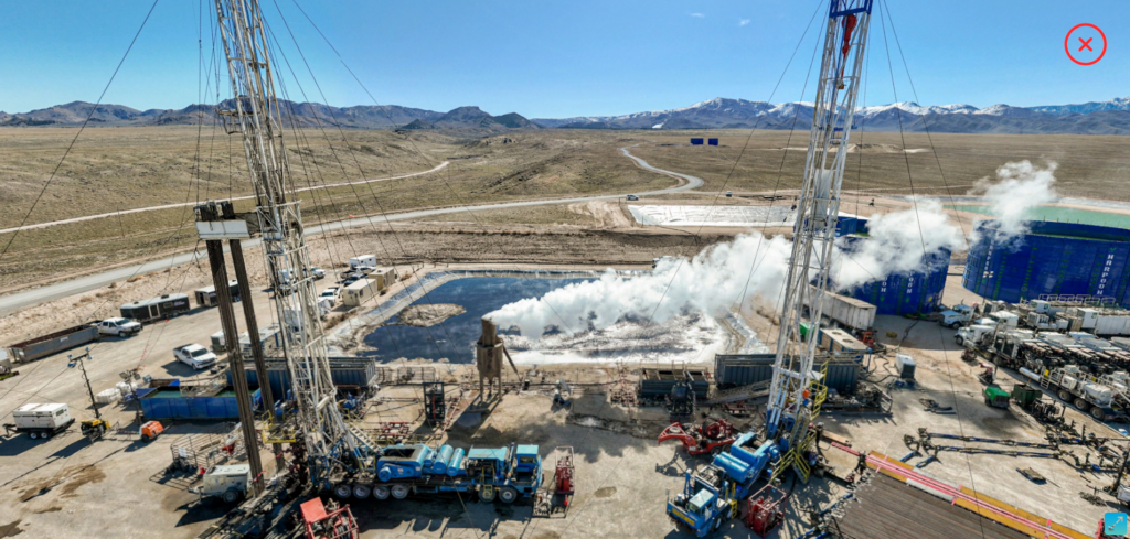 Vista de los pozos de producción e inyección en el sitio de Utah FORGE (fuente: captura de pantalla del recorrido virtual de Utah FORGE)