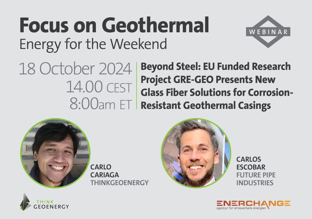 Webinar – Glass fiber reinforced epoxy for geothermal casings, 18 October 2024