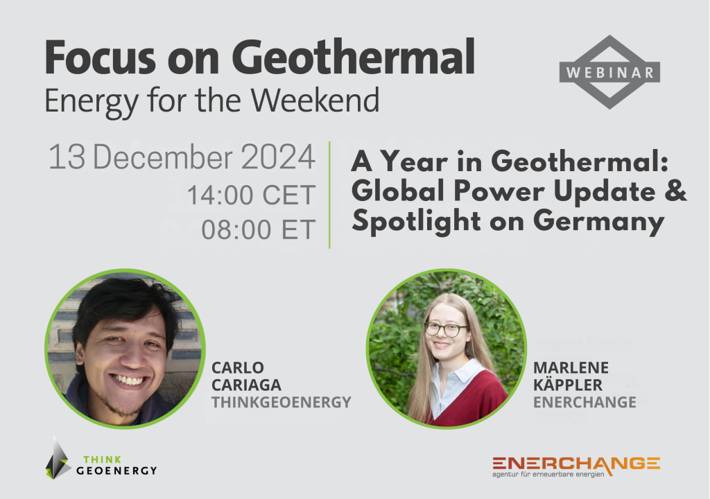 Webinar – Global geothermal power update & highlight on Germany, 13 December 2024